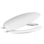 Centoco Elongated Toilet Seat, Open Front with Cover, Light Duty Commercial or Residential, Plastic, Made in The USA, 620-001, White