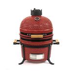 VESSILS Kamado Portable Charcoal BBQ Grill – Heavy Duty Ceramic Barbecue Smoker and Roaster with Built-in Thermometer and Stainless Steel Grate – for Backyard, Tailgating and Outdoor Cooking (32-cm wide w/handles, Red)