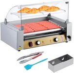 GarveeHome 18 Hot Dog Roller With Bun Warmer, 1050W Dual Temp Control Hot Dog Machine with 7 Roller, Stainless Steel Hot Dog Grill with PC Hood Shelf & Removable Oil Drip Tray, for Home and Commercial