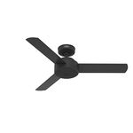 Hunter - Presto Modern Ceiling Fan, Wall Control, 44-inch, Matte Black, Casual-style, 3-speed WhisperWind Motor, Ceiling Fan for Rooms, 51847