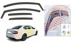 OEMM Set Of 4 Wind Deflectors IN-CHANNEL Type Compatible with SKODA OCTAVIA MK3 5 DOOR LIFTBACK SEDAN (TYP 5E) 2013 2014 2015 2016 2017 2018 2019 Acrylic Glass Side Visors,DARK TINTED