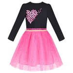 Sunny Fashion Girls Dress Black Heart Pink Sequin Tulle Valentine's Day Dress Age 5 Years