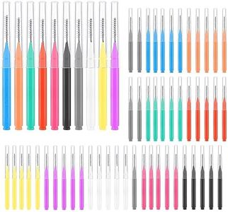 lanjue 200 Pcs Interdental Brushes, 6 Sizes Braces Flossers for Cleaner Braces Brush Soft Dental Brushes Toothpicks Dental Floss Picks Dental for Braces Oral Cleaning(10 Colors)