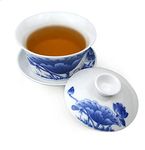 honeylive Yxhupot Gaiwan Chinese Kung Fu Sancai 8oz tureen Tray Cup Tea Set Bowl Saucer Lid Teacup (simple B)