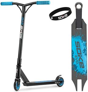 SOKE Stunt Scooter GO ! Trottinette avec roulements à Billes ABEC 9 Trottinette pour Adultes et Enfants Trottinette Urbaine Freestyle | 2 Roues | capacité de Charge 100kg (Noir-Bleu)
