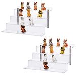 CECOLIC Clear Display Stand Acrylic Display Risers Shelf 4-Step Cupcake Dessert Stand Perfume Organiser Rack Action Figures Display Shelves for Desktop - 30 x 27.5 x 16.5 cm (Large-2 Pack)