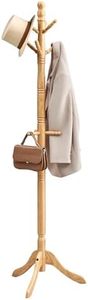 VASAGLE Solid Wood Coat Rack and Stand, Free Standing Hall Coat Tree with 10 Hooks for Hats, Bags, Purses, for Entryway, Hallway, Rubberwood, Natural Beige URCR003Y01