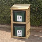 Signs & Numbers Recycle Box Storage, Bin and Recycling Store for 2 Bins with 2-Free Personalised Address Labels, Perfect Wooden Recycling Storage 660 x 600 x 1135 Millimetres