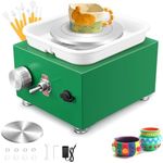 Mini Electric Pottery Wheel, Couleeur 2000RPM & 10/6.5cm Plates Turntable Pottery Machine, Adjustable Speed Pottery Wheel with Shaping Tools for Pottery DIY Shops, Pottery Teaching(Green)