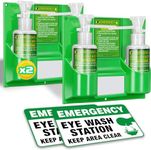 Magula Portable Eye Wash Station OSHA-Approved,BPA Free, Wall-Mounted First aid Eye Wash kit with 17oz Empty Bottles & Mirror,Emergency Eyewash, No Eye Wash Solution 2Pcs
