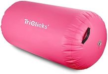 Triclicks Inflatable Air Roller Gymnastics Mats 3 Sizes 100/120 cm Air Roll Air Barrel Gymnastics Mat Tumbling Mat Fitness Exercise Training Roller for Toddler/Adults, Home Use & Gym (120x75cm, Pink)