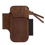 Dciustfhe Handmade Leather Sheath Folding Knife Flashlight Holder EDC Tool Brown