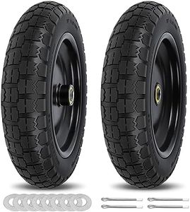 phepetroll 13 Inch Flat Free Wheels Tires 4.00-6 Solid Replacement with Universal 5/8" Axle Bore Hole, 8 Spacers and 4 Pins, for Wheelbarrow, Garden Wagon, Hand Truck, Trolley, Lawn Mower, 2 Pack