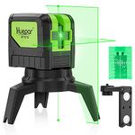 Huepar Cross Line Laser Level with 2 Plumb Dots Green Beam Self Leveling 180-Degree Vertical and Horizontal Lines with Plumb Points, Multi-Use Self-Leveling Alignment Laser Level Plumb Points-M-9211G