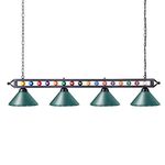 Wellmet Pool Table Light, 70'' 4 Lights Billiard Lighting Hanging Kitchen Island Light Chandelier with Lamp Shades for 7ft 8ft Pool Table, Billiard Table, Game Room, Kitchen