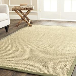 SAFAVIEH Natural Fiber Collection 4' x 6' Green NF443C Border Sisal Area Rug