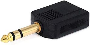 Monoprice 6.35mm (1/4 Inch) Stereo Plug to 2 x 6.35mm (1/4 Inch) Stereo Jack Splitter Adaptor - Gold Plated