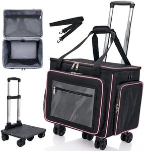 Amythe 2025 Rolling Teacher Tote Bag with 15.6" Laptop Compartment, 5 Wheels Laptop Briefcase with Detachable Trolley, Wheeled Bag for Women for Work, Office, Craft-Black