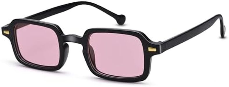 Revemo Retro Rectangle Sunglasses for Women, Trendy 90s Sunglasses Women Vintage Sun Glasses?Pink?