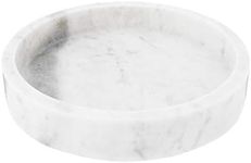 Creative Co-Op Minimalist Round Carved Marble Tray or Charcuterie Board, White, 8"