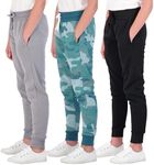 3 Pack: Girls Fleece Joggers Soft Athletic Track Warmup Casual Sweatpants Clothes Little Sports Pajama Kids Clothing Youth Children Sweats Big Teen Running Elastic Pants Basketball -Set 5, XS (7)