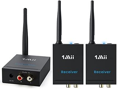 1Mii Émetteur Récepteur sans Fil, Transmetteur 2 Récepteurs Audio Longue Portée 100m, 2,4Ghz Latence Ultra-Faible, du TV/PC aux Haut-Parleurs Actifs/Stéréo/Caisson de Basses/Barre de Son, RCA in/Out