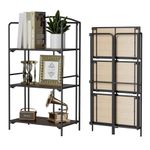 Crofy No Assembly Folding Bookshelf for Living Room, 3 Tier Black Collapsible Book Shelf for Home Office, Portable Bookcase Storage Organizer