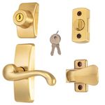 Ideal Security Door Lever with Deadbolt Lock for Storm and Screen Doors, Satin Gold