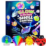 EPUMP Kids Sea Shell Painting Kit - Art and Crafts Kits for Kids Ages 8-12 - Glow in The Dark with 12 Shells 16 Paint 5 Clay-Creative Art Activity Easter Gift Toys for Boys and Girls