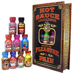 Hot Sauce Challenge Book Of Pleasure & Pain - 12 – 0.75 Ounce Bottles - Hot Sauce Variety Pack - Perfect Gourmet Hot Sauce Sampler - Try This Hot Sauce Gift Set If You Dare!