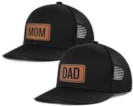 Lichfamy Mom and Dad Hats Fathers Day for New Mom Adjustable Trucker Hat New Dad Gifts for Couples Parents, Mom&dad-black-black, One Size
