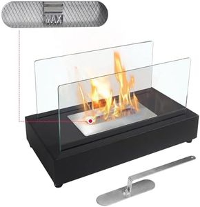 Chimenea de Mesa, Chimenea Bioetanol Rectangular de Bioetanol para Interiores y Exteriores,Chimenea Decoratiova Hoguera portátil en Negro, combustión Realista, 36 x 20 x 18 cm