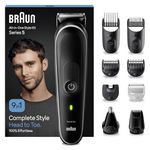 Braun All-in-One Style Kit Series 5 MGK5410, 9-in-1 Everyday Grooming Kit for Men, for Beard Trimming, Hair Clipping, Ear, Nose & More, with Ultra-Sharp Blade, Pouch, Waterproof