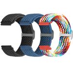 18mm Braided Watch Straps Compatible with Garmin Venu 3S/Venu 2S/Vivoactive 4S/Vicomove 3S/Fossil Women's Gen 6 42mm/5E 42mm/Gen 4 Venture HR/Charter HR/LG Watch Style Elastic Nylon Band Damen Herren