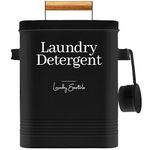 Modern Farmhouse Laundry Detergent Container for Laundry Room Decor and Accessories, Metal Laundry Pods Container for Laundry Decor, Laundry Powder Container for Laundry Room Organization (Black)