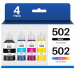 502 Refill Bottles (Not for Sublimation) Replacement for Epson 502 Ink Cartridge Use for ET-2850 ET2760 ET-2750 ET-3850 ET-3760 ET-3830 ET-3750 ET-4580 ET-4750 ET-4760 ET-15000(4 Pack)