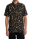 RVCA Men's Regular Fit Short Sleeve Woven Shirt, Anytime | Pirate Black, Medium