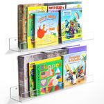 NIUBEE Acrylic Invisible Floating Bookshelves 24 inches, 2 Pack,Kids Clear Wall Bookshelves Display Book Shelf,50% Thicker with Free Screwdriver