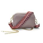 Woodland Leathers Genuine Leather Ladies Cross Body Bag, Shoulder Bag With Adjustable Wide Strap, Chain And Wrest Band, Italian Designed Multipurpose Shoulder & Crossbody Bags For Women (Dusky Pink)