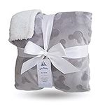 eYone Large Receiving Sherpa Baby Blanket Double Layer Fleece for Nursery Cot and Pram (Grey,80x110cm)