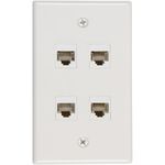 BUYER'S POINT Cat6 Ethernet Female-to-Female Wall Plate | UL Listed, 4 Ports, Perfect for High Speed Data Connection at Work or Home (White) — 1 Pack