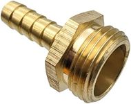 GRIDTECH Brass Garden Hose Adapter Fitting, 3/8” Barb and 3/4” GHT Male Connector, Heavy-Duty High-Pressure Support, Rust and Corrosion Resistant