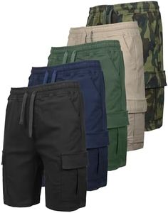 Galaxy by Harvic 5-Pack Men’s Stretch Pull-On Cargo Shorts – Elastic Waist, Drawstring, 6 Pockets, 4-Way Flex Fabric (S-2XL)