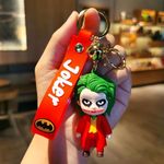 BOENJOY Gifts- Batman Joker Red Keychain with Loop and Hook Key Chain Bag | Hanging Keyring Suitable for Bag Charm, Car Keychain, Bike Keychain| Size Approx 6-7 CM