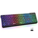 KLIM Chroma Wireless Gaming Keyboard RGB NEW 2023 - Long-Lasting Rechargeable Battery - Quick and Quiet Typing - Water Resistant Backlit Wireless Keyboard for PC PS5 PS4 Xbox One Mac - Black