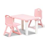 HAPPY BEAR Table and Folding Chair Set for Kids Strong & Durable Plastic Made Rectangle Table with Box Space for Stationery 3 Level Height Adjustable (T&F2-Pink)