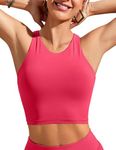 CRZ YOGA Women's Racerback Bikini Tops Quick Dry Modest Swimsuit Top Sports Padded Bathing Suit Magenta 10