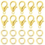 925 Sterling Silver Lobster Claw Clasps Set, 10pcs Neckalce Connector Clasp Closures 10pcs Open Jump Rings for Bracelet Anklet DIY Jewelry Finding Supplies (Gold)