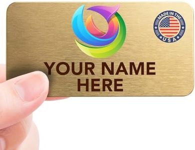 Magnet Me Up Custom Metallic Name Tag Badge - 1.5"x3" Logo on Top- 20 mil Gold Aluminum, Personalized Logo & Name, Full Color, Customizable Identification Label for Business & Employee, Made in USA