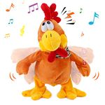 Cuteoy 13'' Squawking Chick Stuffed Animal Chicken Musical Walking Singing Waving Rooster Electronic Interactive Plush Toy Gift for Kids Boys Girls Birthday Easter